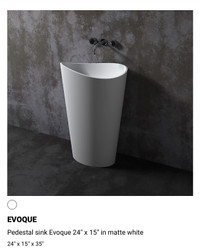 Pedestal Sink Evoque 24" x 15" in matte white