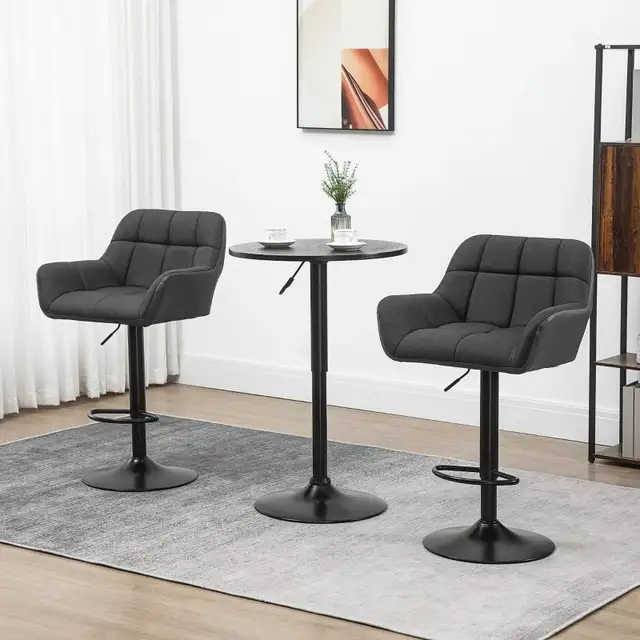 Adjustable Bar Stools with Footrest Armrests and PU Leather in Chairs & Recliners in Markham / York Region - Image 10