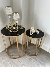 End Side Table Set Of 2 black & gold 