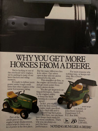 1986 John Deere Lawn tractors/Riding Mowers Original Ad