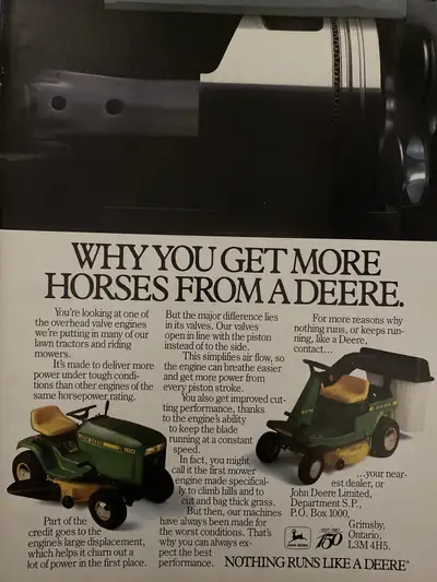 1986 John Deere Lawn tractors/Riding Mowers Original Ad, View more