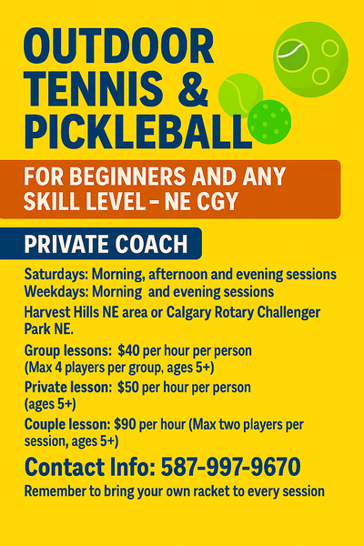Pickleball Or Tennis Outdoor lessons-$40, View more
