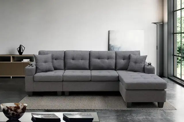 Urgent Sale Luxe Comfort Cup Holder Sectional Sofa Relaxation in Couches & Futons in Kingston - Image 2