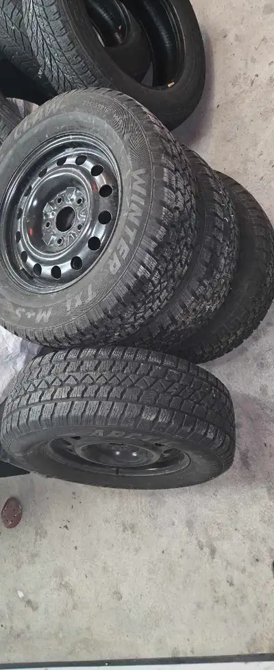 235 65 16 winter tires on rims No rips No plugs No repairs No rust All has air and holds air Like br...