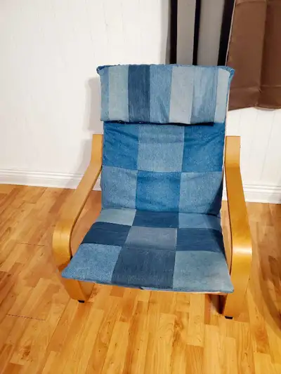 Custom Denim Poang Chair & Ottoman , View more