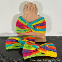 NEW Handmade Crochet Adult Rainbow Twisted Ear Warmer Headband: