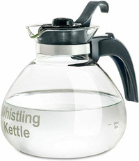 Medelco 12-Cup Glass Stovetop Whistling Kettle by Tea Kettles