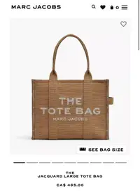 Marc Jacob Tote Bag - Brand New Tags On