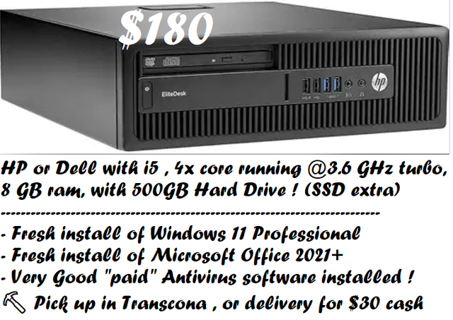 GREAT RUNNING COMPUTER(S) for sale by COMPUTER TECH - Dell, HP, in Desktop Computers in Winnipeg - Image 2
