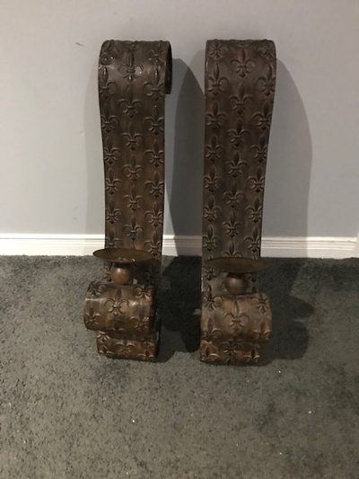 Vintage FLEUR-DE-LIS PRINT WALL SCONCES, View more