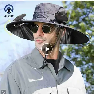 Solar Powered Dual Fan Sun Hat, View more