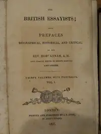 British Essayists 1827 - Vol 1 & 2 antique books