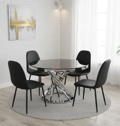 Brand New Round Glass Dining Table with Chrome Base, View more