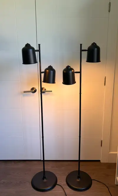Pair of IKEA KLÖVING floor lamps in anthracite., View more