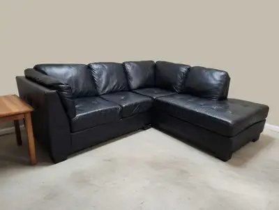 Black Leather Sectional Couch – Free Delivery C, View more