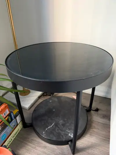 Modern Round Two-Tier Side Table, View more