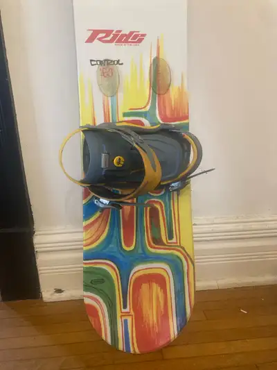 Ride snowboard with Drake bindings, View more