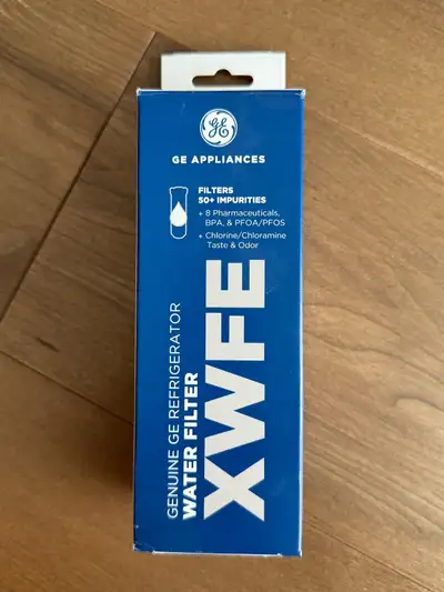This is a brand new GE XWFE refrigerator water filter, designed to filter 50+ impurities including p...