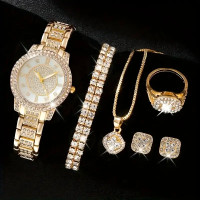 New Women's Luxury Watch With Rhinestone & Jewellery Set