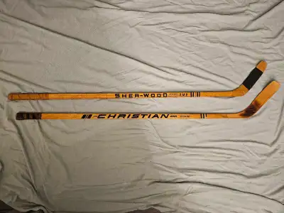 60's Game used hockey sticks, View more