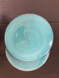 Blue Ceramic Dinner Plates Pair/Set