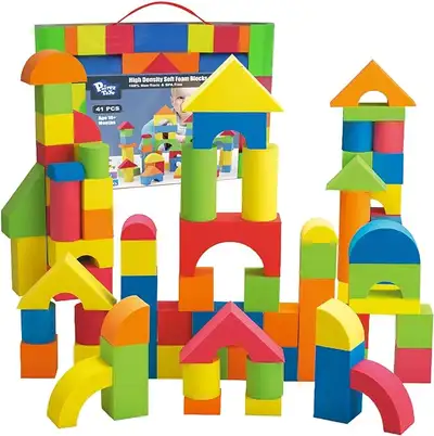 Foam zebra print building Blocks for Toddlers 2-4, Soft Stacking Building Blocks Toy Set Early Learn...