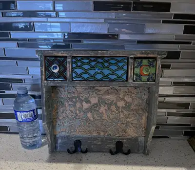 Vintage Wall Shelf with Hooks, View more