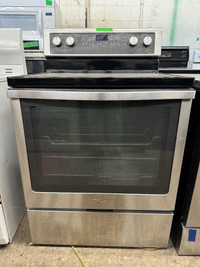  Whirlpool, stainless steel black glass top stove
