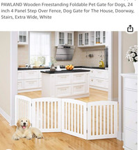 New PAWLAND 4 Panel Wooden Freestanding Foldable Pet Gate for Do