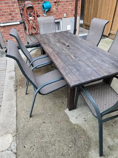 CUSTOM MADE TABLE WITH 6 OUTDOOR CHAIRS, View more