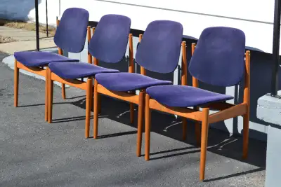 Mid Century teak dining chairs, View more