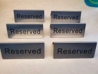 Winco Stainless Steel "Reserved" Tabletop Signs (6) - EUC
