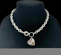 GUESS Silver Crystal Graffiti Heart Toggle Pendant Necklace Oakville / Halton Region Toronto (GTA) Preview