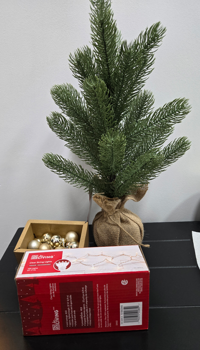 Christmas Tree + clear string lights, View more
