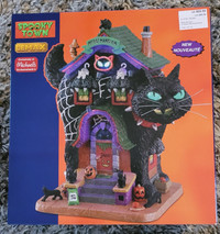 Lemax Spooky Town Meow Mansion Black Cat Halloween Village NIB