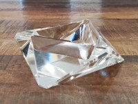 Vintage Mid-Century Geometric Cut Crystal Ashtray Trinket Dish