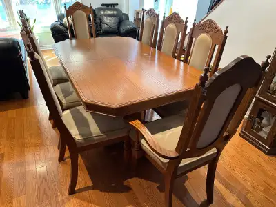 Wood dining set with 8 chairs for free, View more