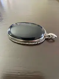 Black Onyx Oval pendant set in sterling silver