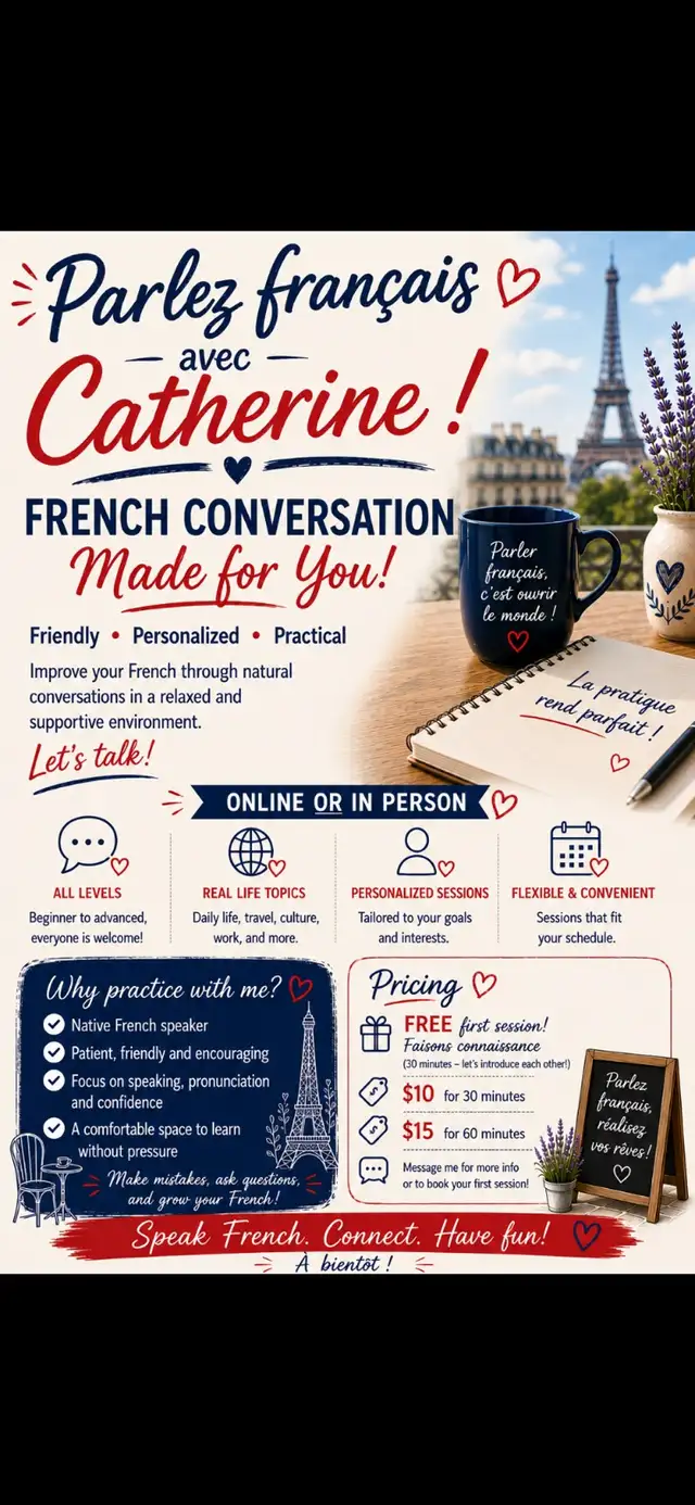 Affordable French conversation - virtual or in person