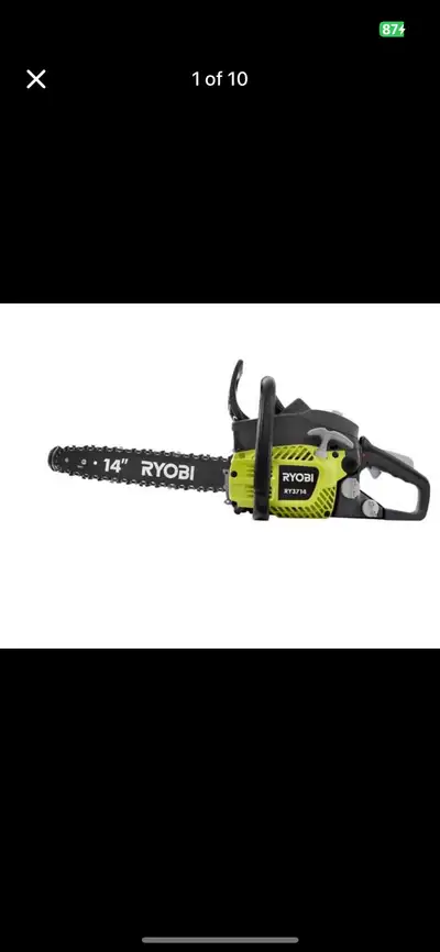 Used like new RYOBI 14-inch 37cc 2-Cycle Gas Chainsaw Model # RY3714 Pick up in BURLINGTON…..No hold...