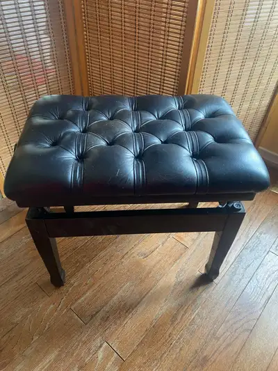 Black Tufted Leather Adjustable Piano Bench, View more