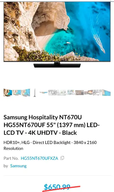 This is an amazing commercial TV, like new open box 55" Samsung Hospitality 55" (1397 mm) LED-LCD TV...
