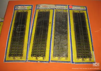HO scale Electric Train Model Railroad 4 Pack Tracks - Total 16 ea. Straight Rail Tracks per Lot 9.5...
