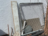 galvanized fence section and post