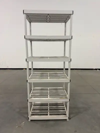 Heavy-duty commercial plastic shelving units available for immediate pickup in Cochrane. ✅ Approx. 3...