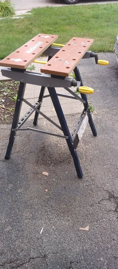 Mastercraft portable folding workbench with vises, View more