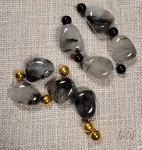 Lot de perles de quartz rutile. Milky rutilated quartz beads