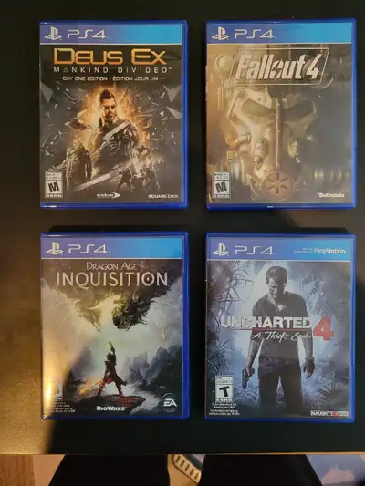 Deus Ex Mankind Divided Dragon Age Inquisition Uncharted 4 A Thief's End Fallout 4 ***VENDU*** 10$ c...