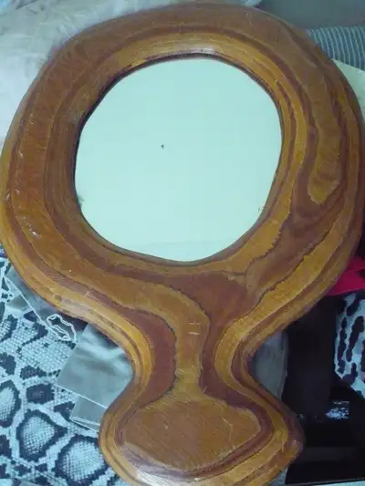 BEAUTIFUL HAND CARVED MIRROR WITH SELECT AFRICAN WOODS, View more