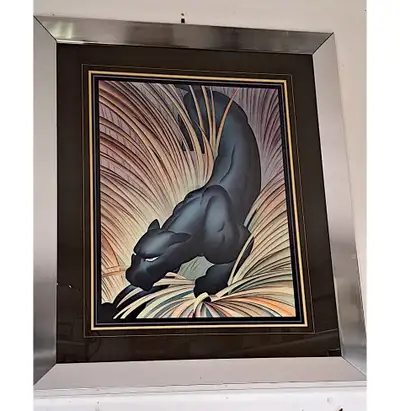 VINTAGE STALKING BLACK PANTHER- ART DECO POSTER- LARGE, View more